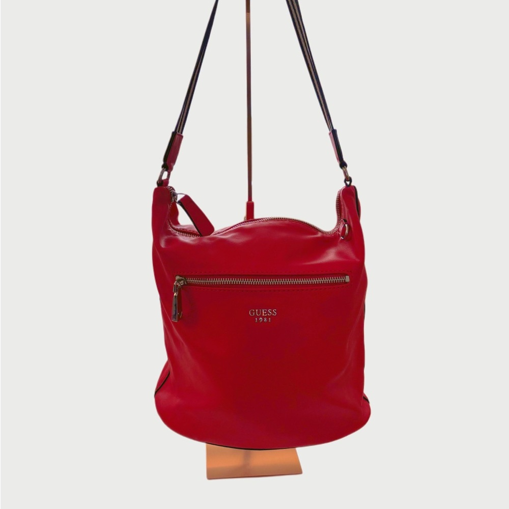 Vintage Guess 1981 Red Soft Leather Shoulder Bag - Picture 2 of 11